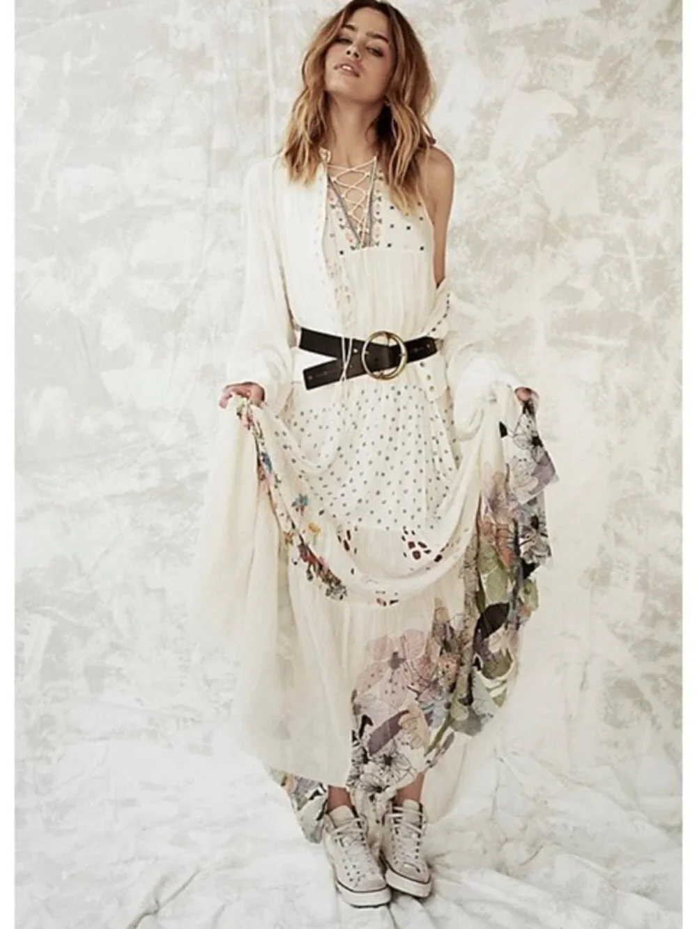Free People One Hera Maxi Dress XS Boho Floral Long Dress